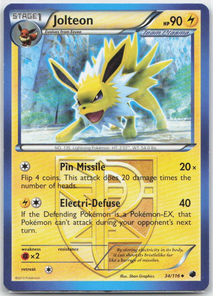 Jolteon (Team Plasma) Uncommon 34/116 Plasma Freeze LP