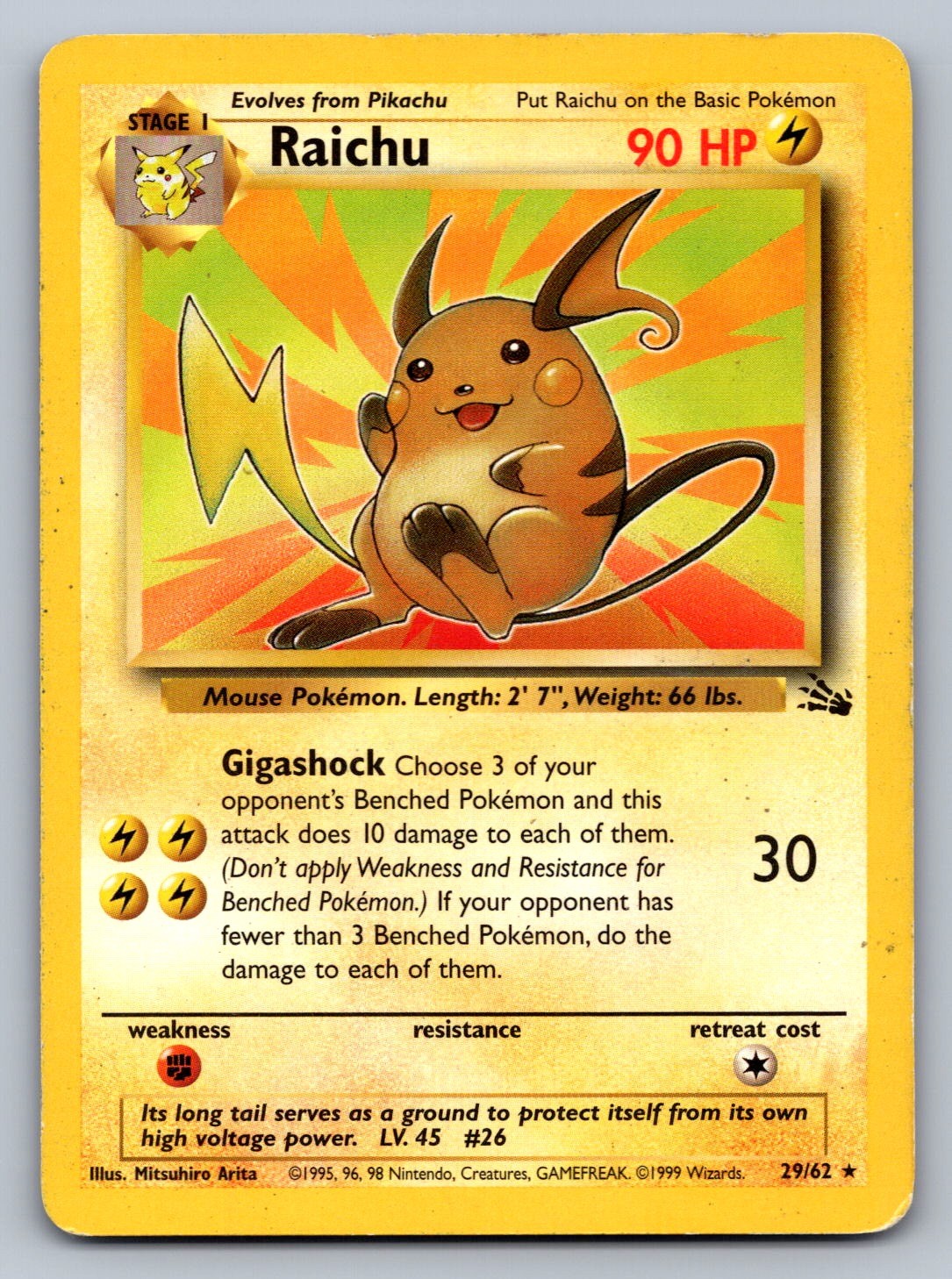 Raichu (29) Unlimited Rare 29/62 Fossil NM