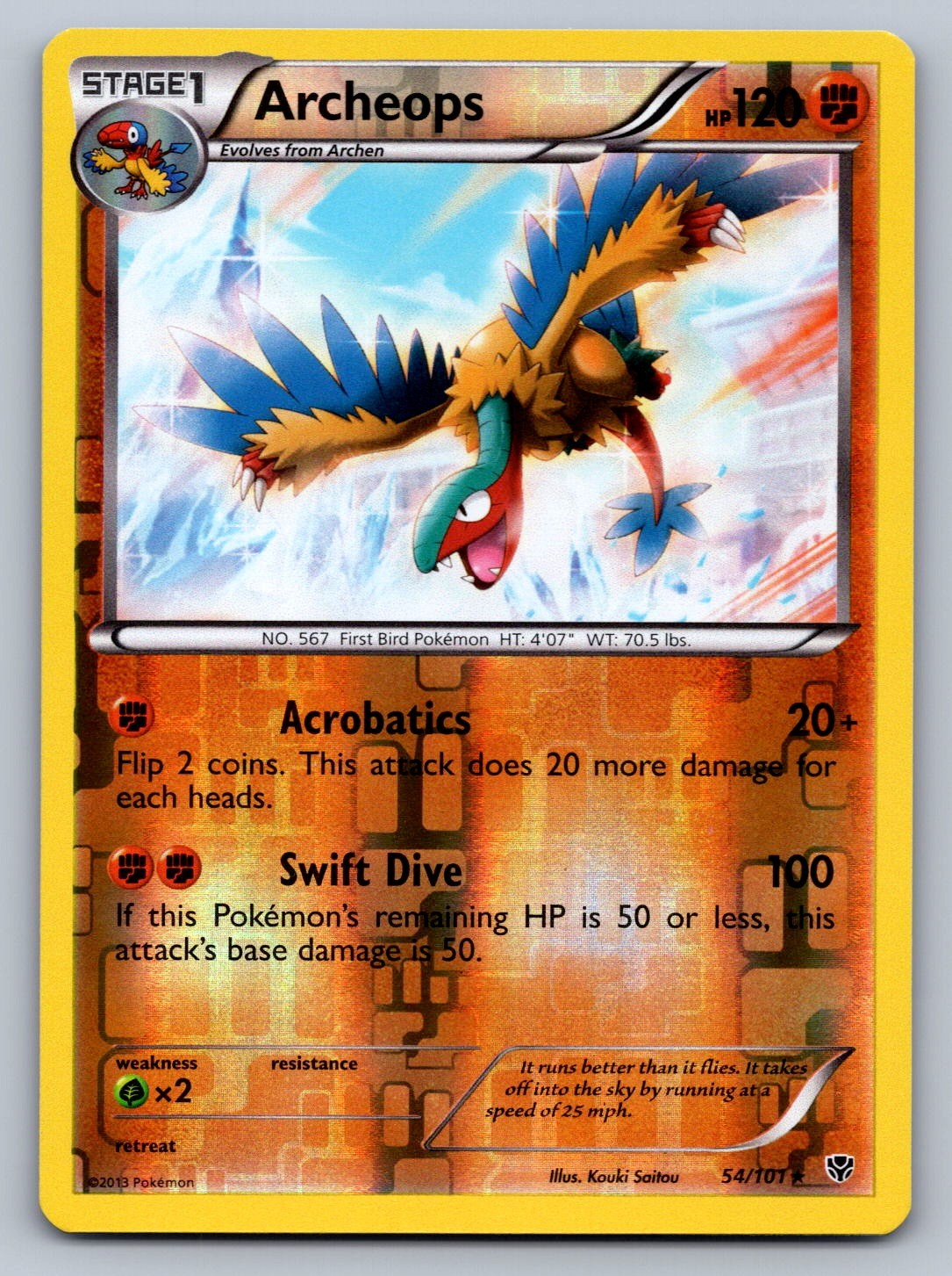Archeops 54/101 Fighting Reverse Holo Plasma Blast NM