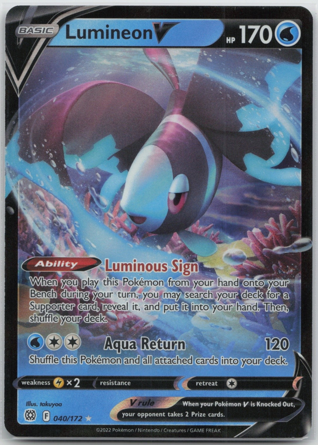 Lumineon V Holo Ultra Rare 040/172 SWSH09: Brilliant Stars NM