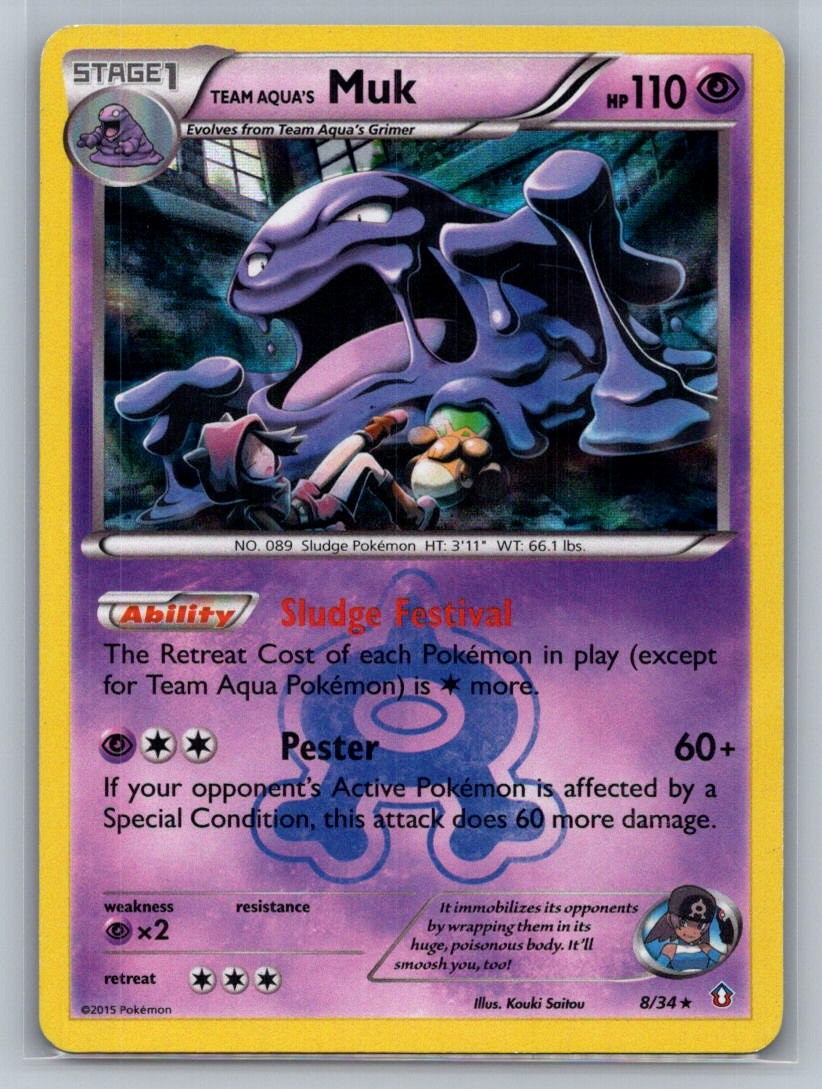 Team Aqua's Muk Holo Holo Rare 8/34 Double Crisis LP