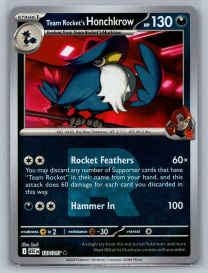Team Rocket's Honchkrow (Team Rocket) Reverse Holo Rare 127/217 ME: Ascended Her