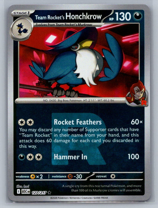 Team Rocket's Honchkrow (Team Rocket) Reverse Holo Rare 127/217 ME: Ascended Her