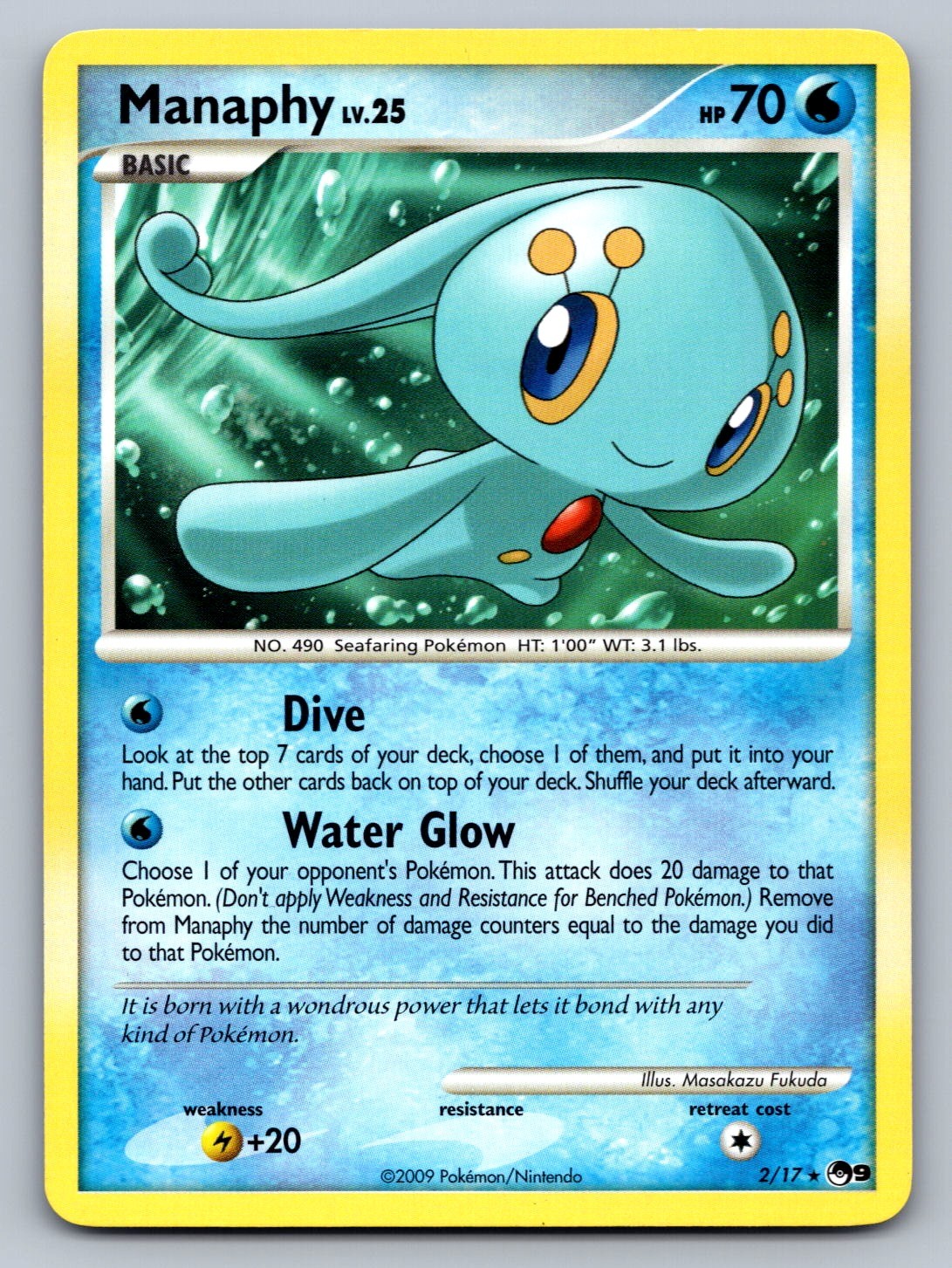 Manaphy Rare 002/017 POP Series 9 NM