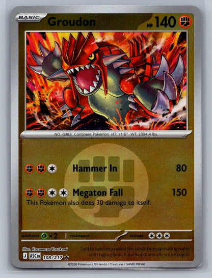 Groudon (Energy Symbol Pattern) Reverse Holo Rare 108/217 ME: Ascended Heroes NM