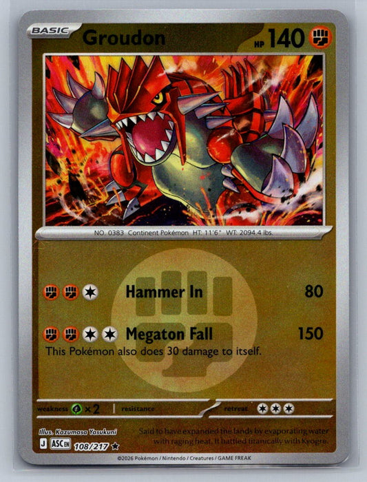 Groudon (Energy Symbol Pattern) Reverse Holo Rare 108/217 ME: Ascended Heroes NM