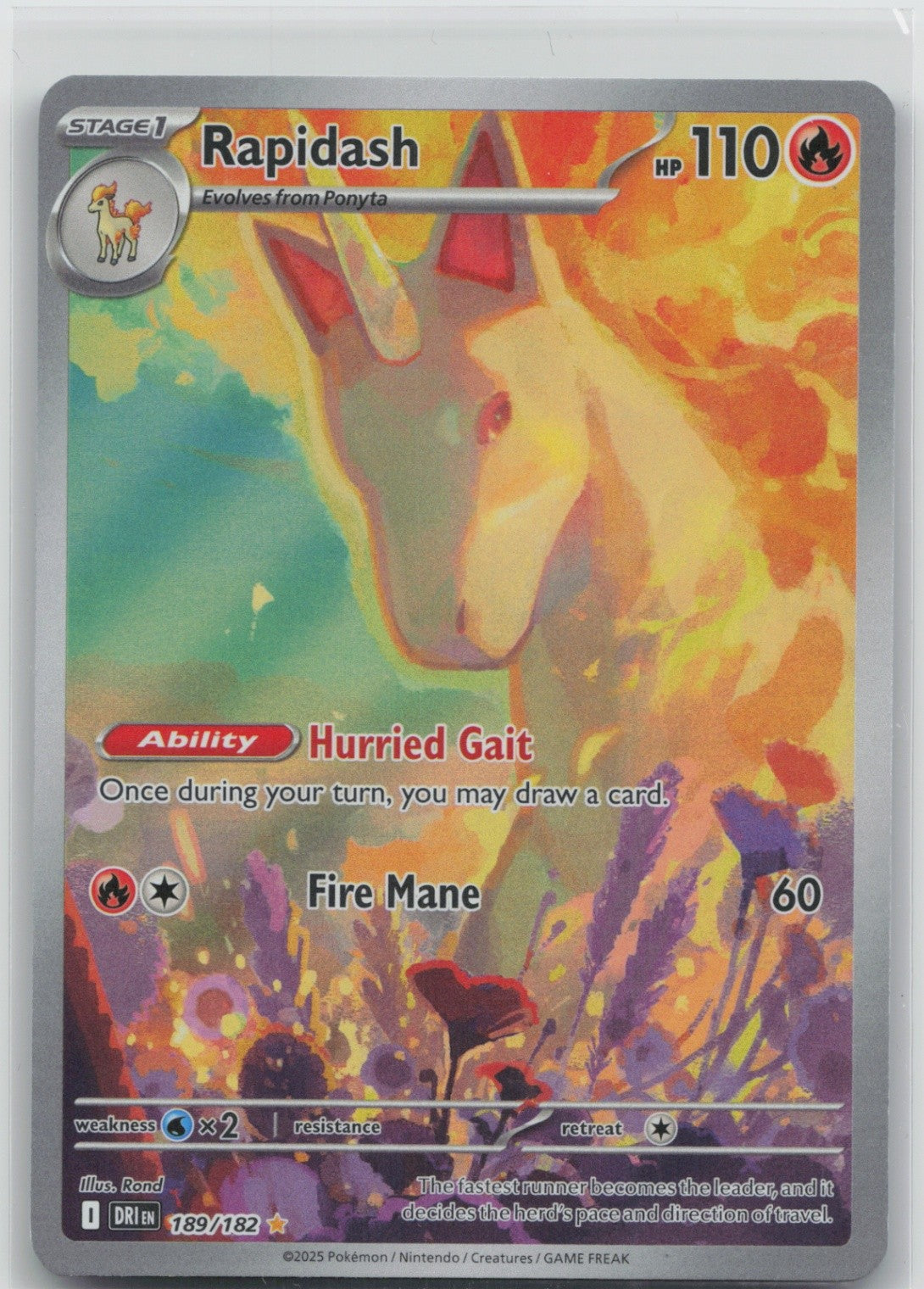 Rapidash - Holo Illustration Rare 189/182 SV10: Destined Rivals NM