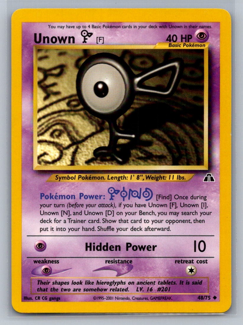 Unown [F] Unlimited Uncommon 48/75 Neo Discovery LP