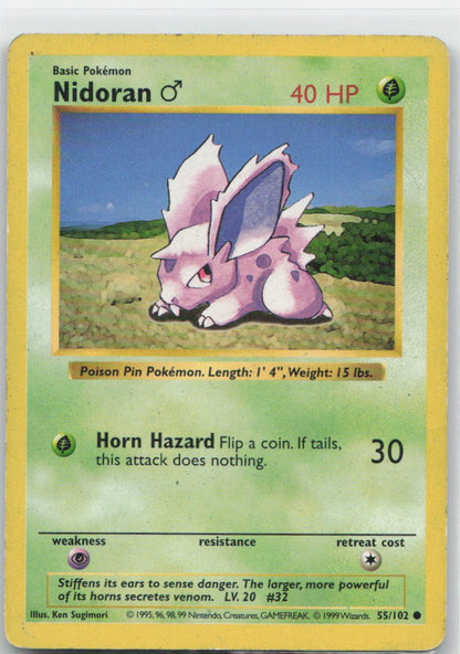 Nidoran M Unlimited Common 055/102 Base Set (Shadowless) MP