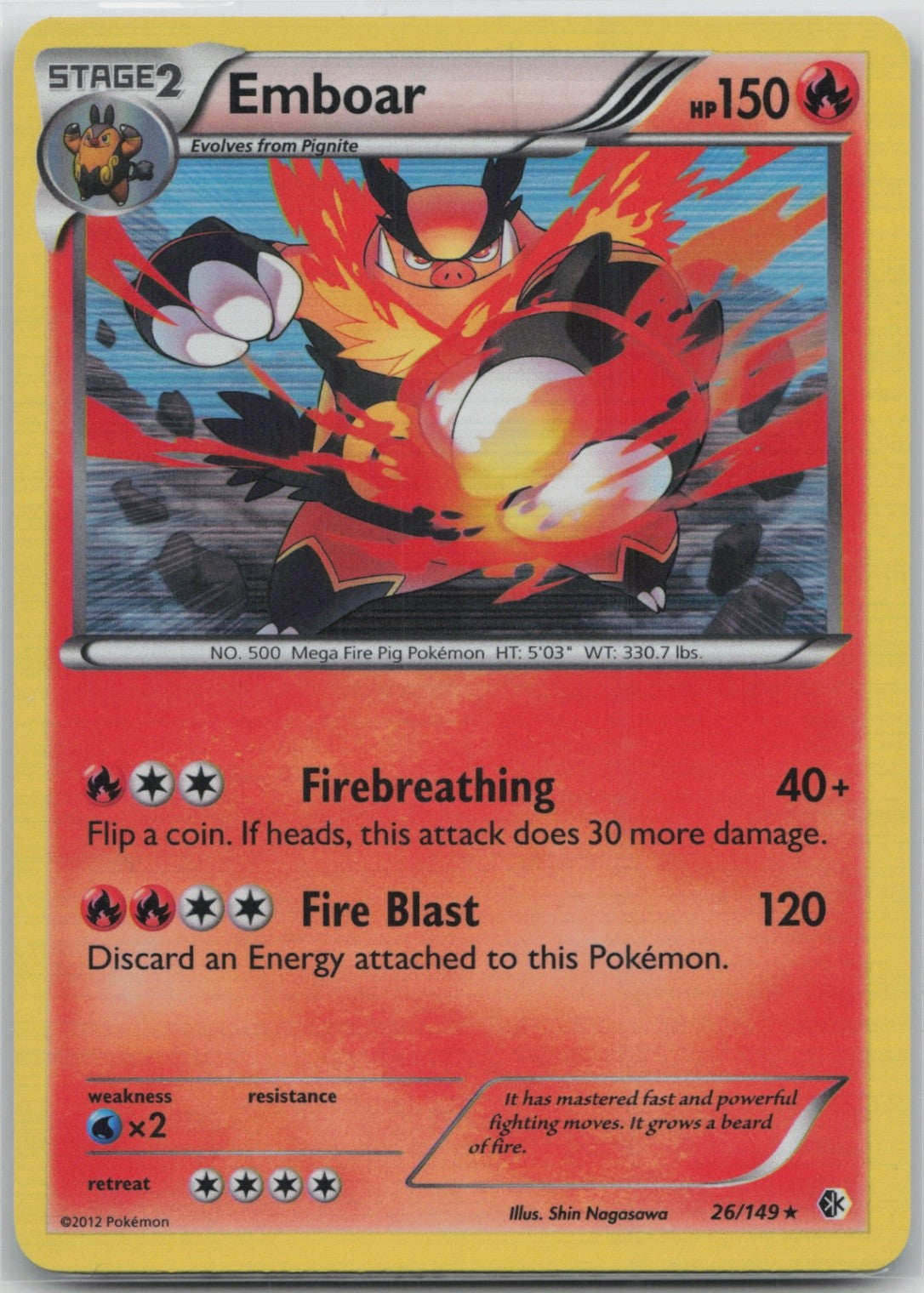 Emboar Holo Holo Rare 26/149 Boundaries Crossed NM