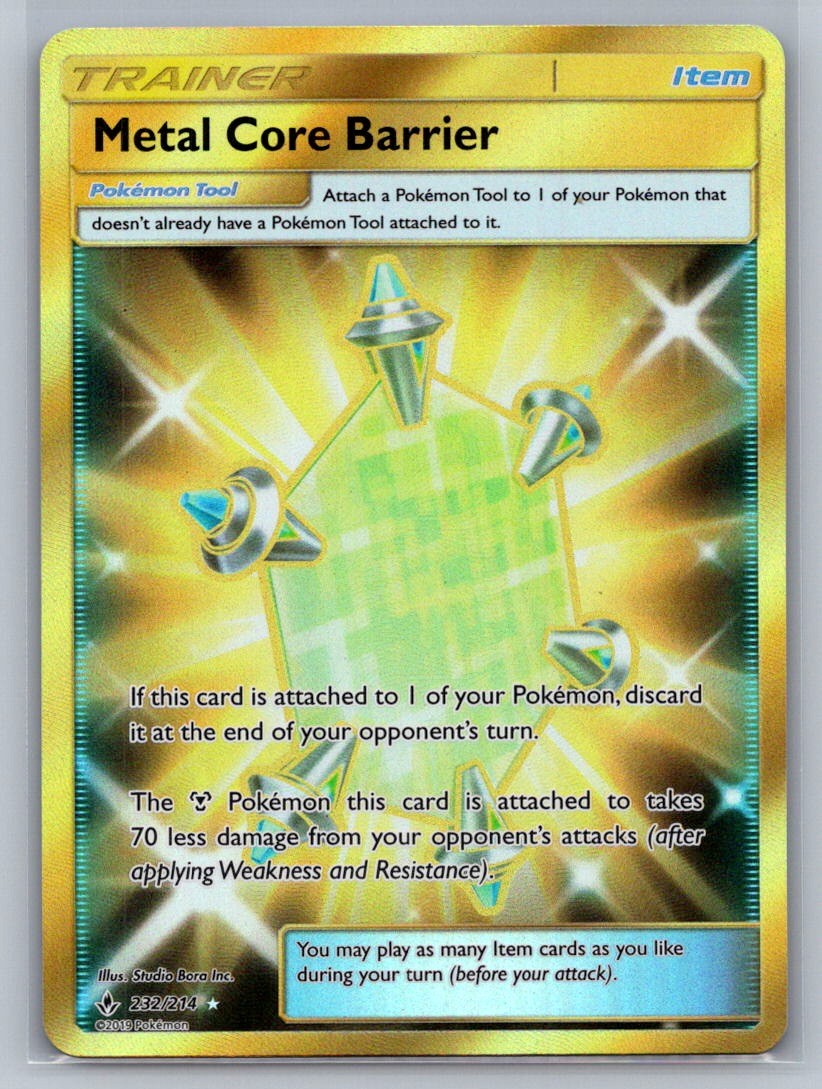 Metal Core Barrier (Secret) Holo Secret Rare 232/214 SM - Unbroken Bonds NM
