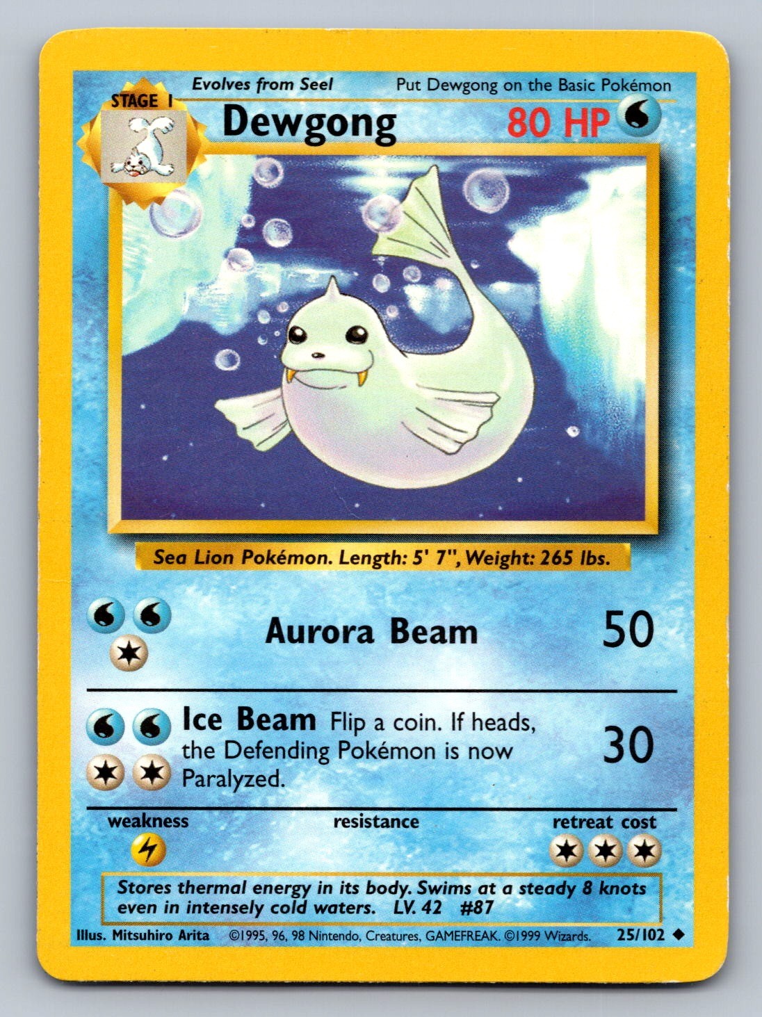 Dewgong Uncommon 025/102 Base Set NM