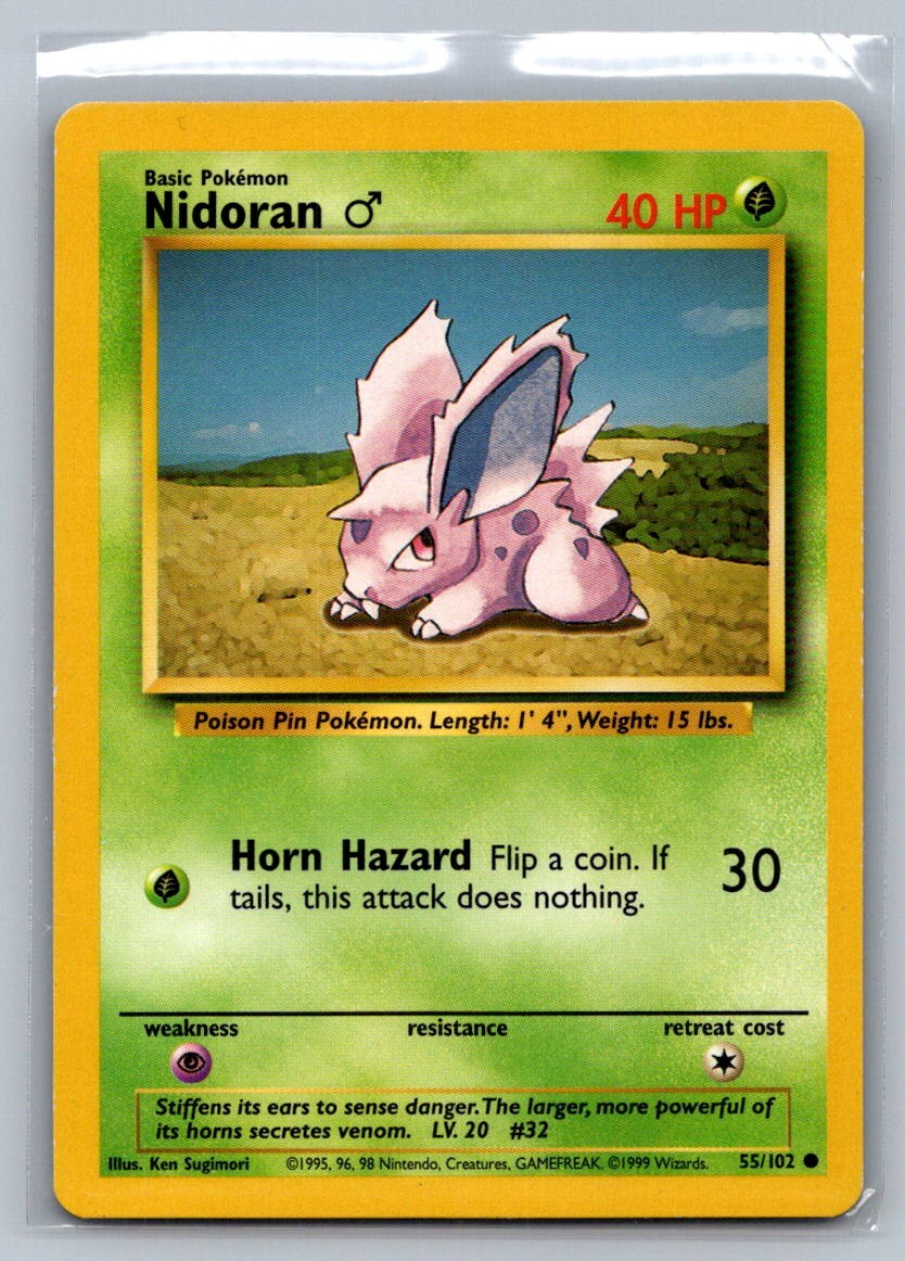 Nidoran M Common 055/102 Base Set LP