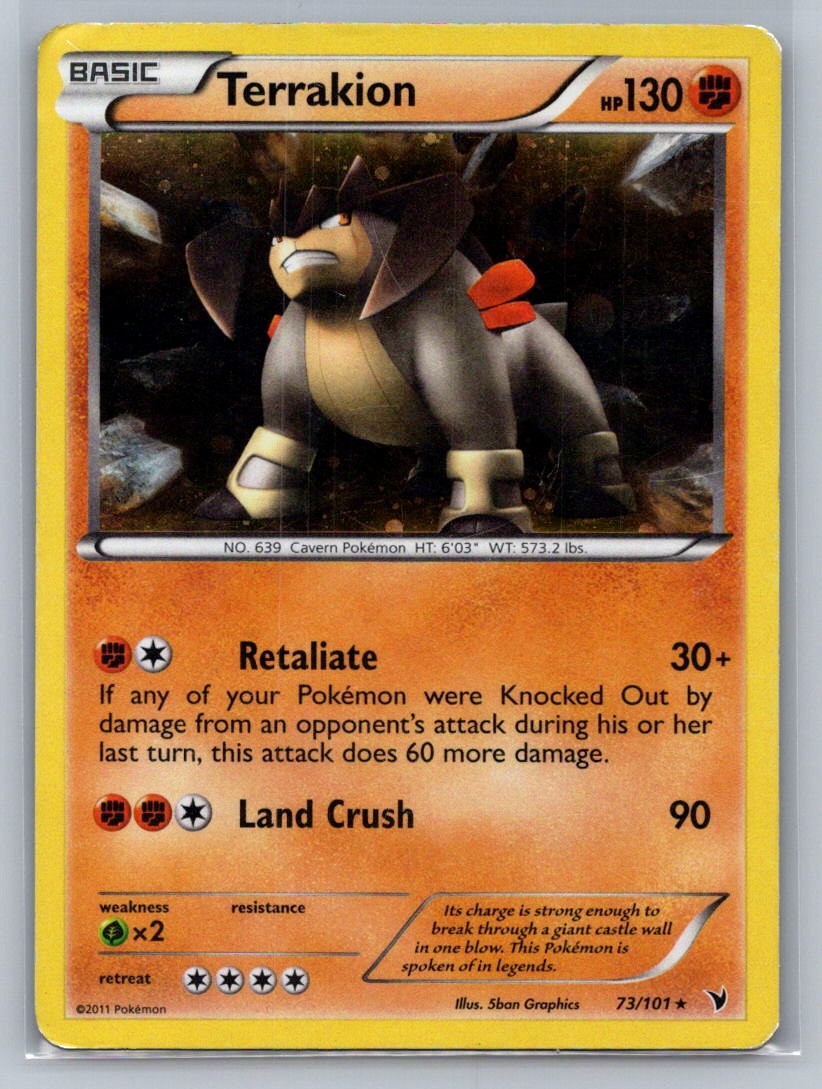 Terrakion Holo Holo Rare 73/101 Noble Victories HP