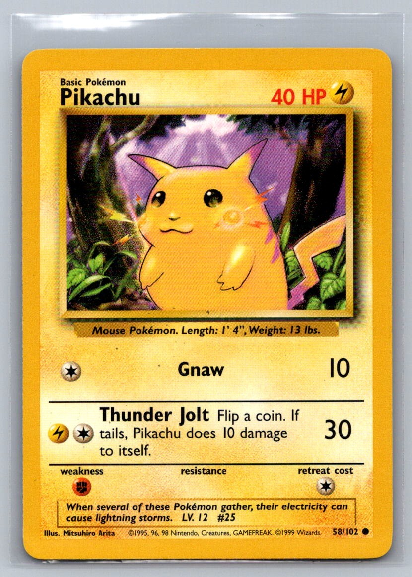 Pikachu Common 058/102 Base Set LP