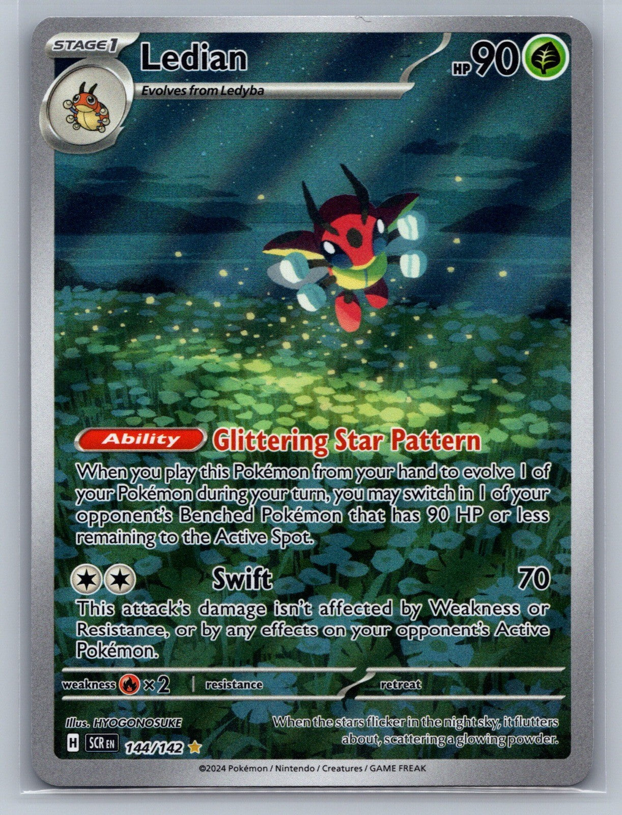 Ledian Holo Illustration Rare 144/142 SV07: Stellar Crown NM