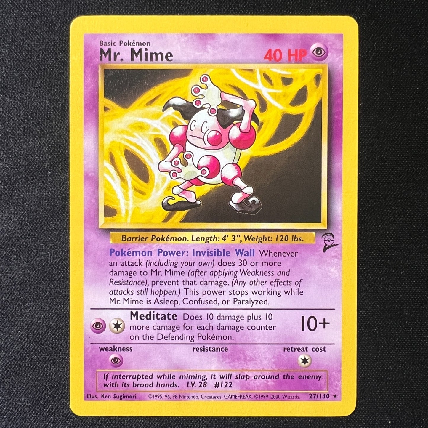 Mr Mime 27/130 Non-Holo Rare Base Set 2 – Vintage Pokemon Card – LP
