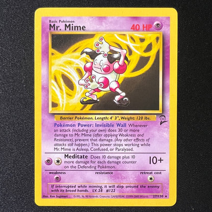 Mr Mime 27/130 Non-Holo Rare Base Set 2 – Vintage Pokemon Card – LP