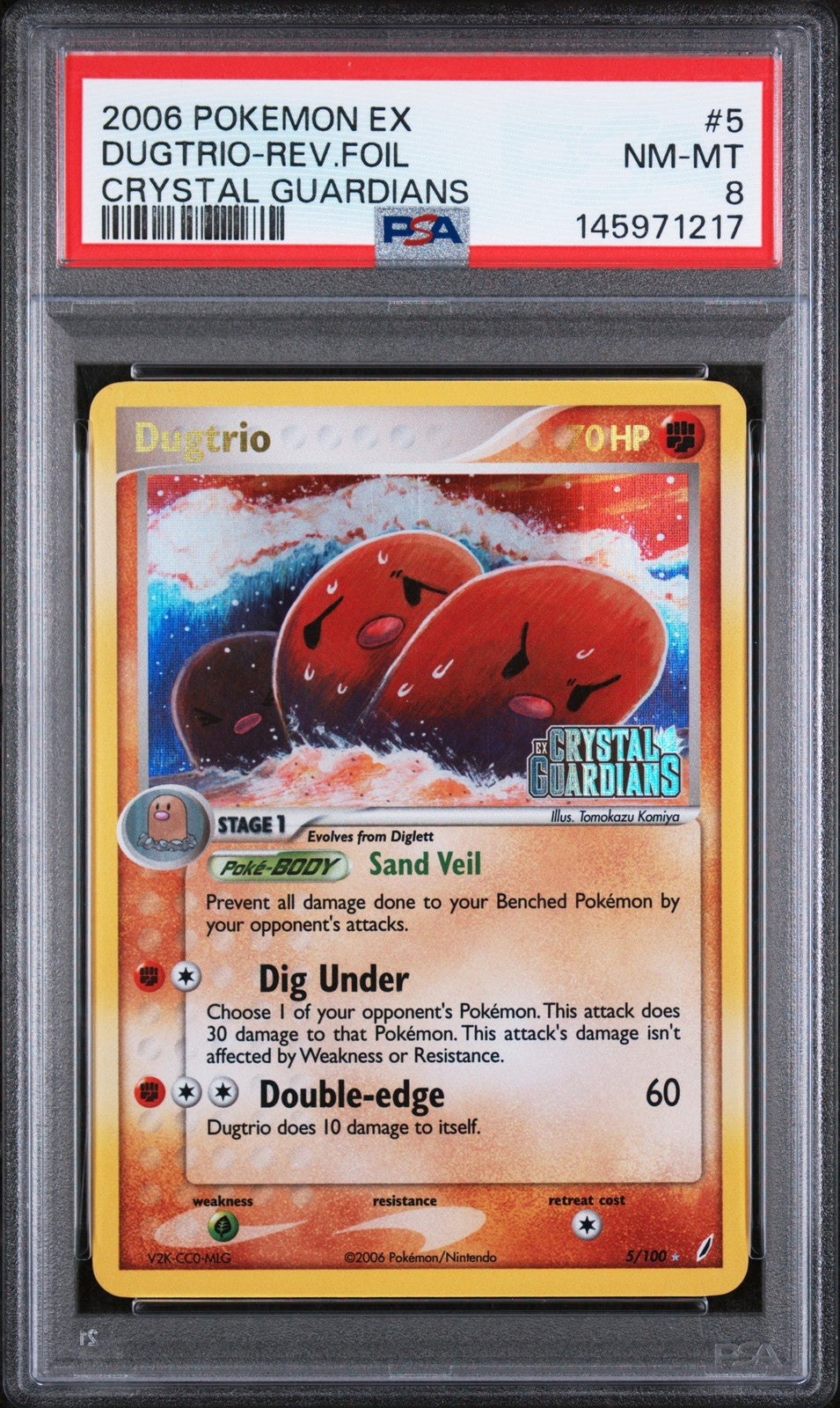 Dugtrio-Rev.Foil Crystal Guardians 5 Pokemon Ex Crystal Guardians NM PSA 8