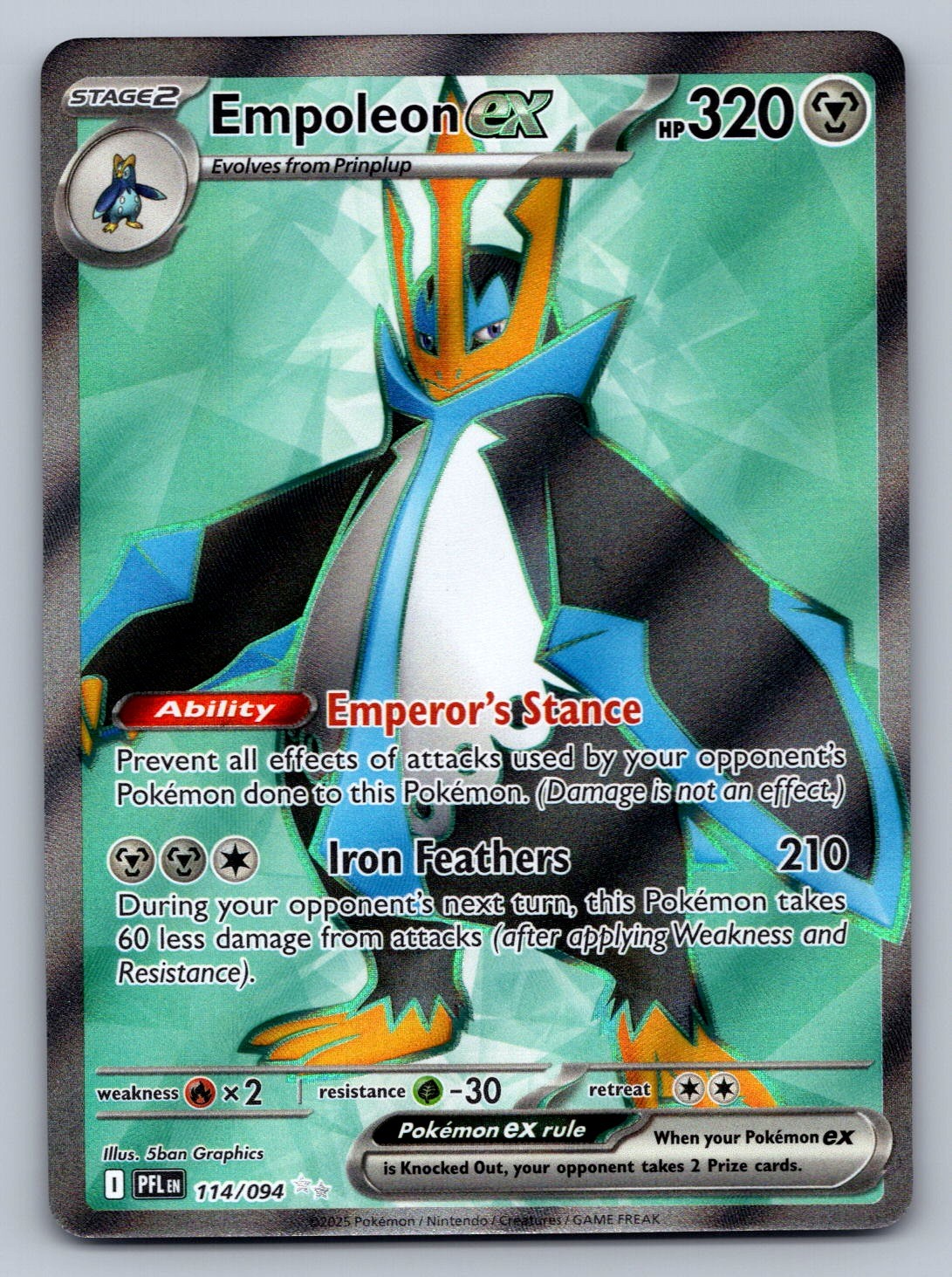 Empoleon ex - 114/094 Metal Holo ME02: Phantasmal Flames NM