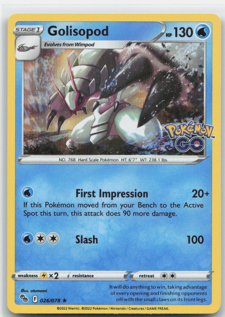 Golisopod Holo Holo Rare 026/078 Pokemon GO NM