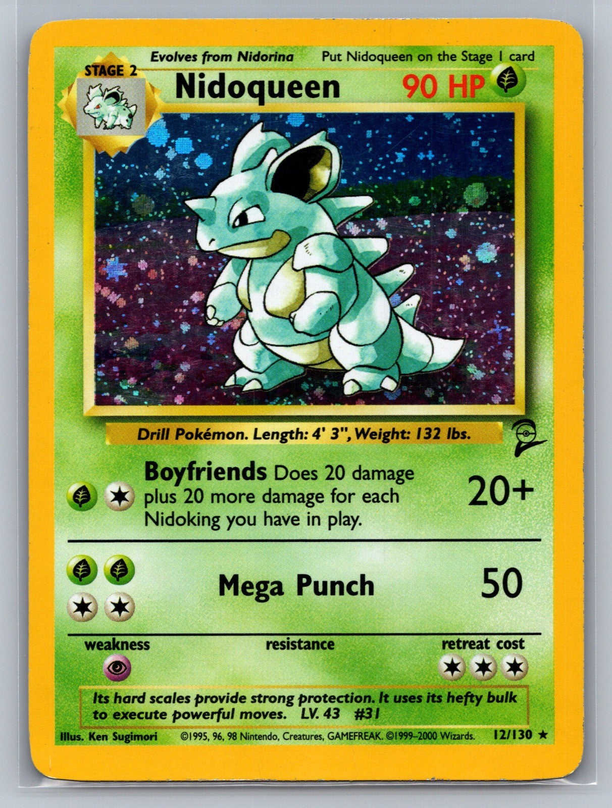 Nidoqueen Holo Holo Rare 012/130 Base Set 2 LP