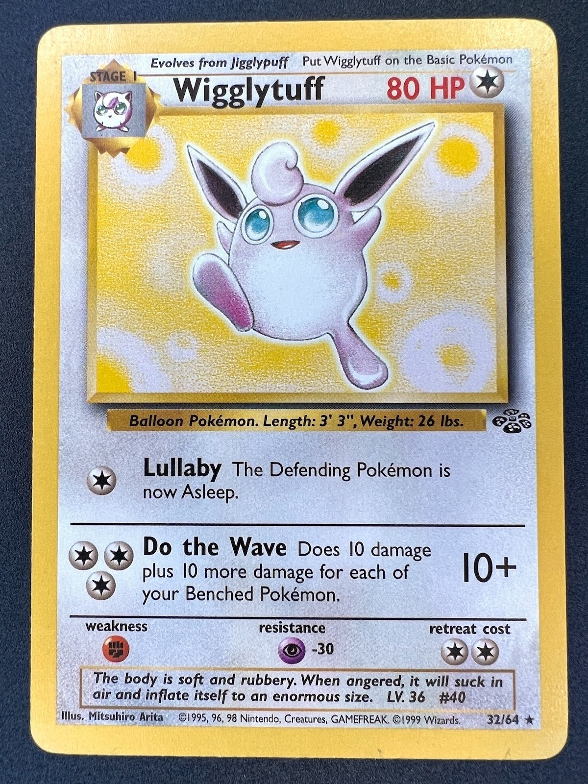 Wigglytuff - 32/64 - Vintage Rare - Jungle Set - Pokemon Card - LP