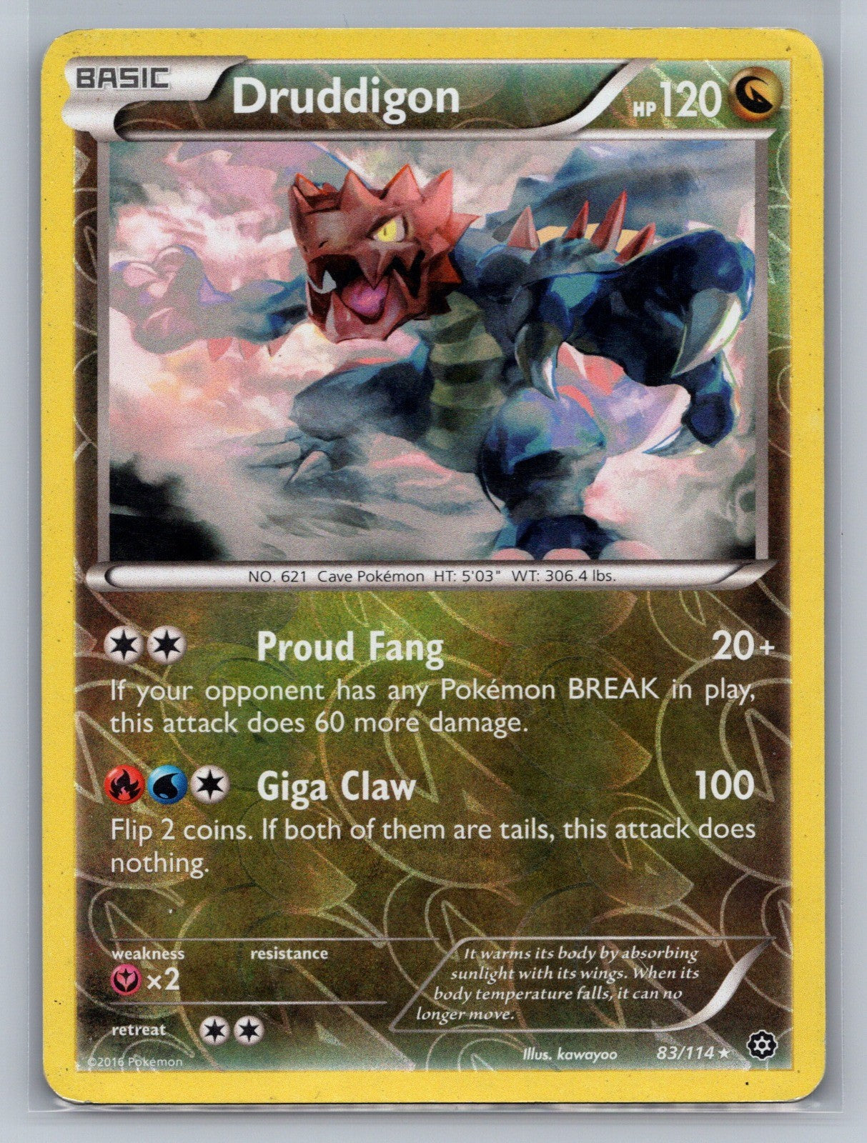 Druddigon Reverse Holo Rare 83/114 XY - Steam Siege LP