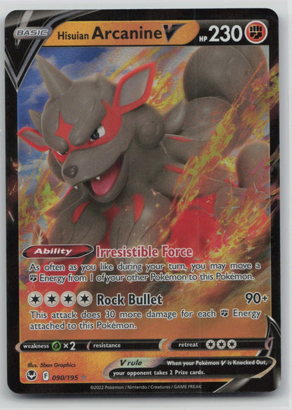 Hisuian Arcanine V Holo Ultra Rare 090/195 SWSH12: Silver Tempest NM