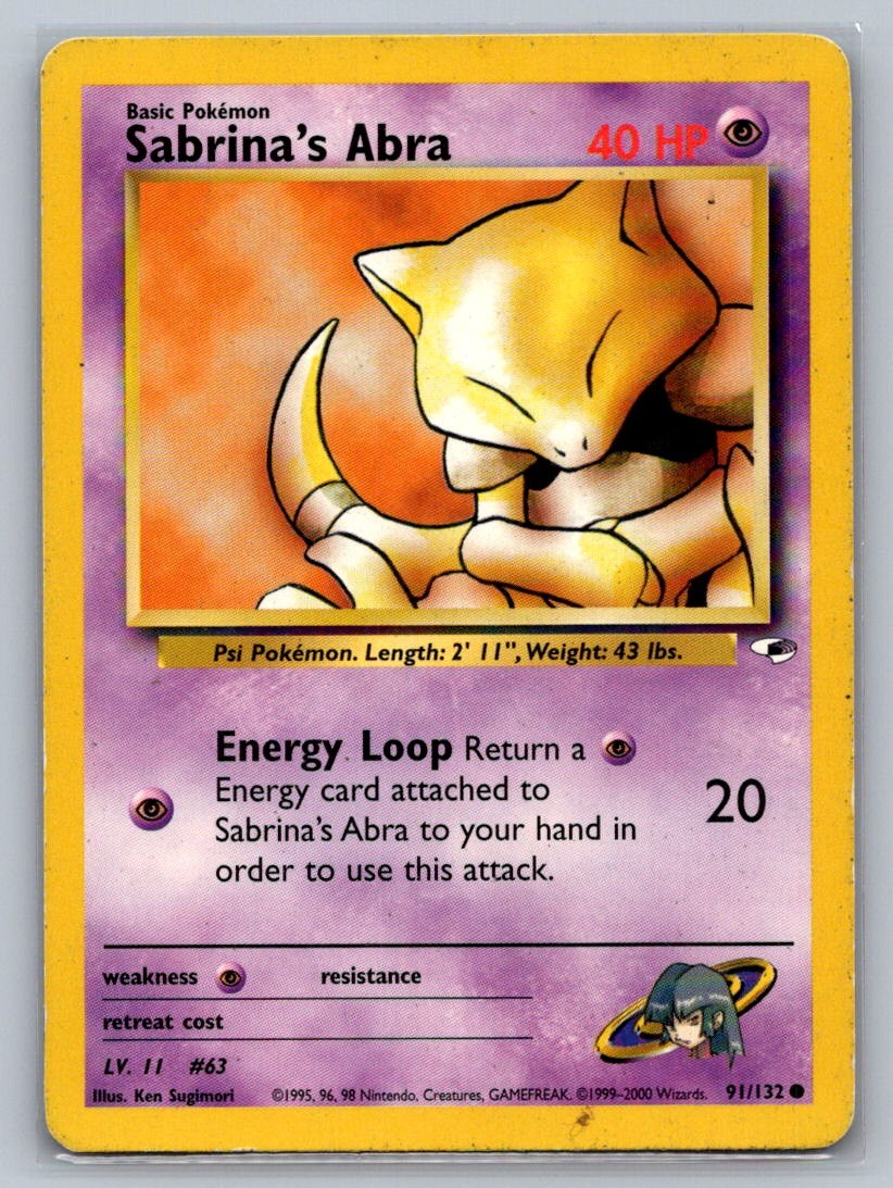 Sabrina's Abra Unlimited Common 091/132 Gym Heroes LP