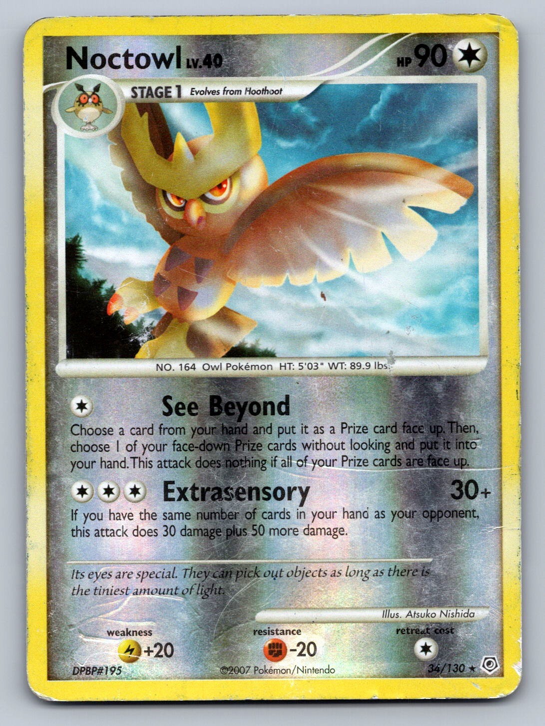 Noctowl 34/130 Colorless Reverse Holo Diamond and Pearl LP