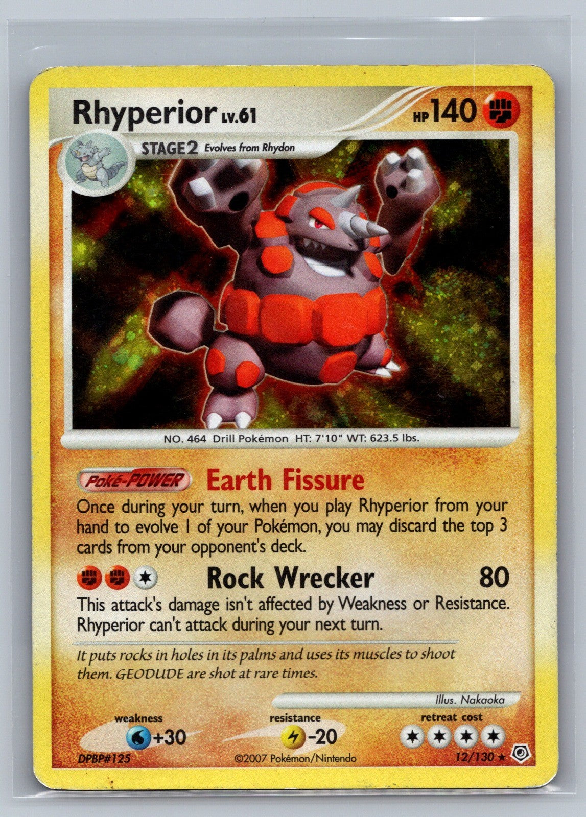 Rhyperior Holo Holo Rare 12/130 Diamond and Pearl LP