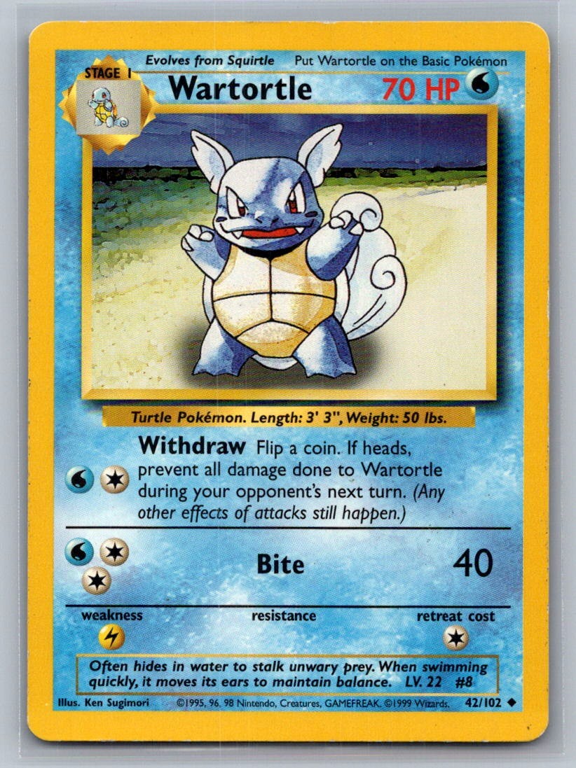 Wartortle Uncommon 042/102 Base Set LP