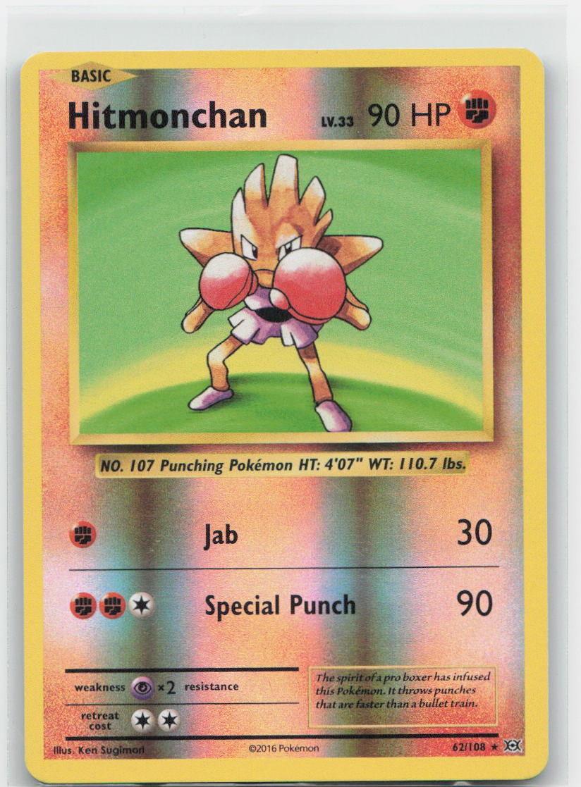 Hitmonchan Reverse Holo Holo Rare 62/108 XY - Evolutions NM