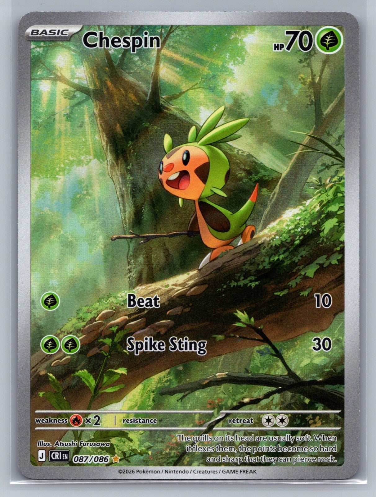 Chespin Holo Illustration Rare 087/086 ME04: Chaos Rising NM