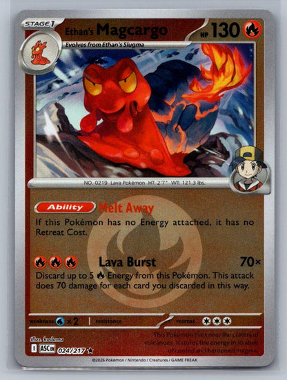 Ethan's Magcargo - (Energy Symbol Pattern) Reverse Holo Rare 024/217 ME: Ascende