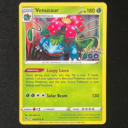 Venusaur 003/078 – Pokemon GO Holo Rare Cards TCG LP