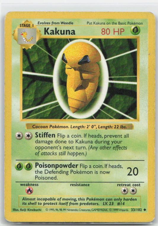 Kakuna Unlimited Uncommon 033/102 Base Set (Shadowless) LP