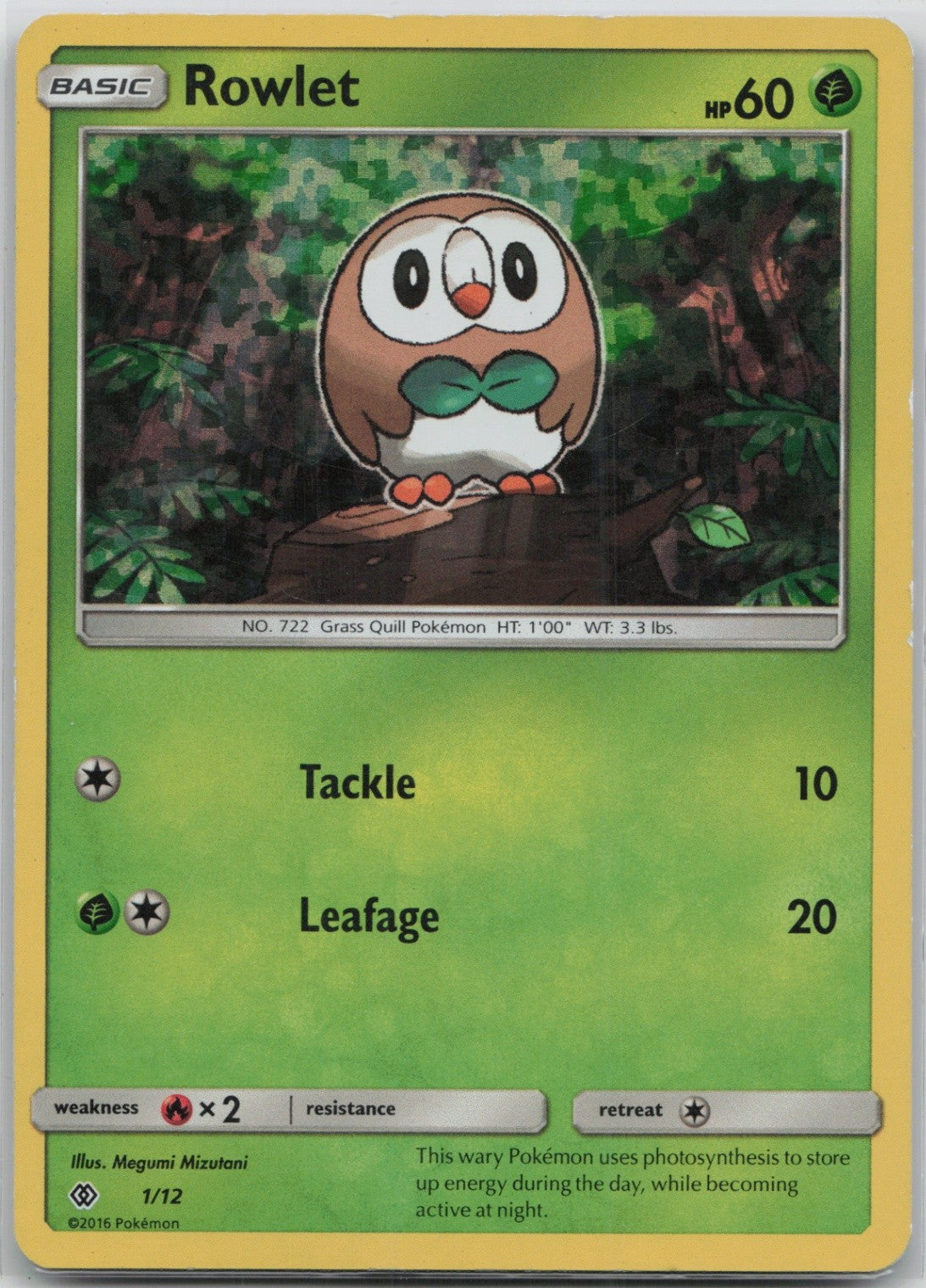 Rowlet - 1/12 Holo Promo 001/012 McDonald's Promos 2017 LP-