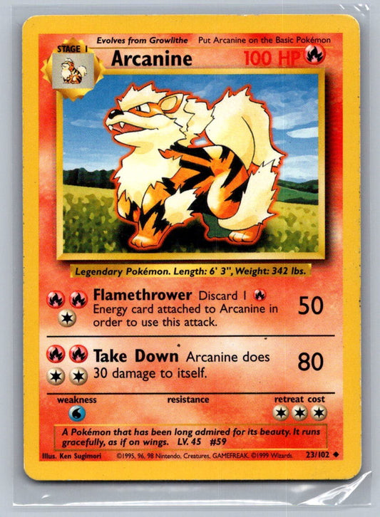 Arcanine Uncommon 023/102 Base Set LP