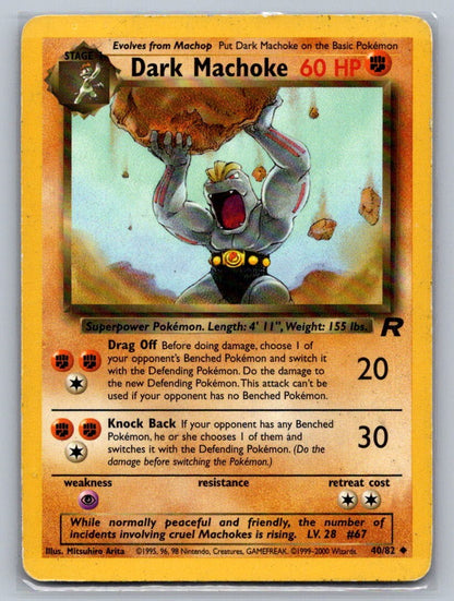 Dark Machoke Unlimited Uncommon 40/82 Team Rocket MP