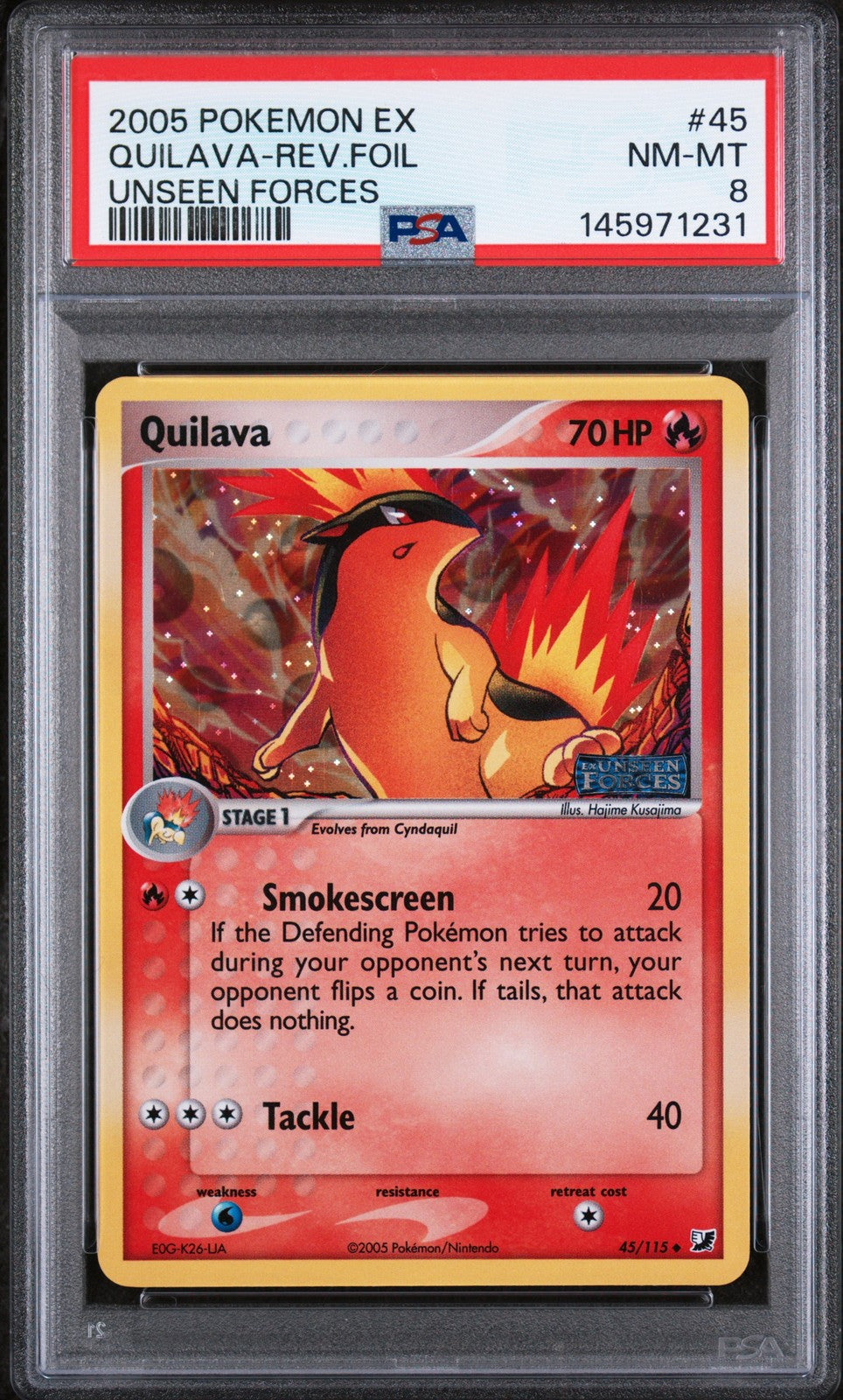 Quilava-Rev.Foil Unseen Forces 45 Pokemon Ex Unseen Forces NM PSA 8