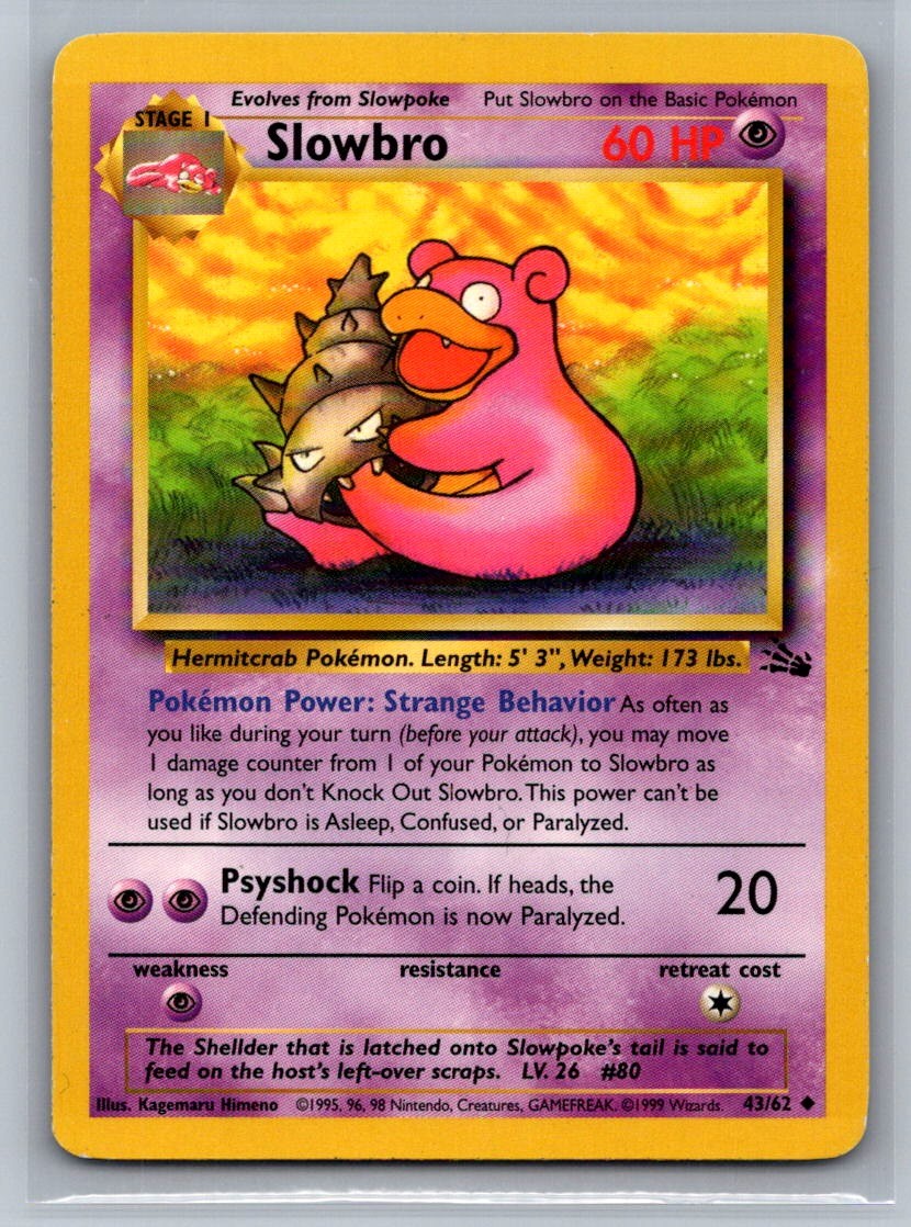 Slowbro Unlimited Uncommon 43/62 Fossil LP