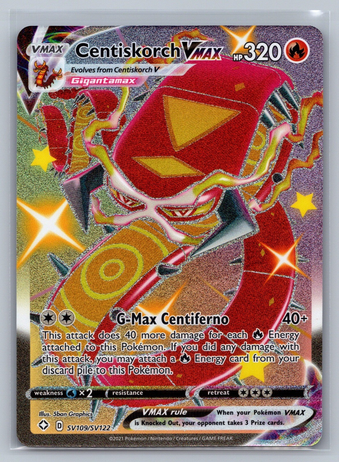 Centiskorch VMAX Shiny Holo Rare SV109/SV122 Shining Fates: Shiny Vault NM