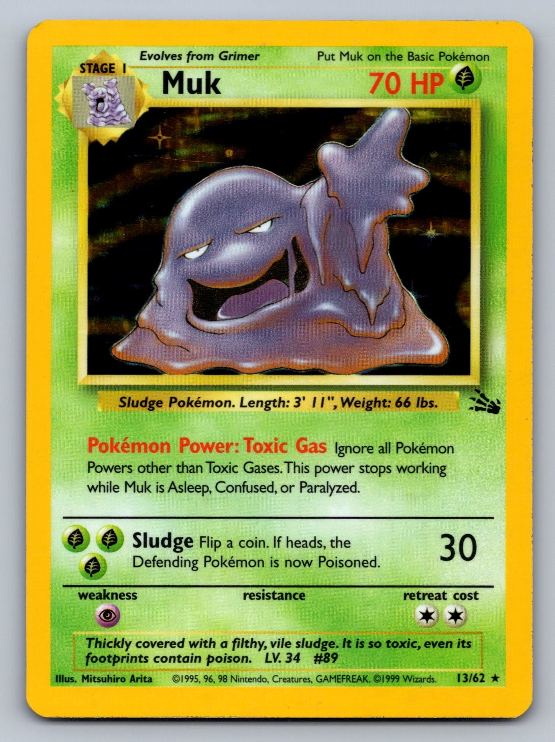 Muk (13) Unlimited Holo Holo Rare 13/62 Fossil LP