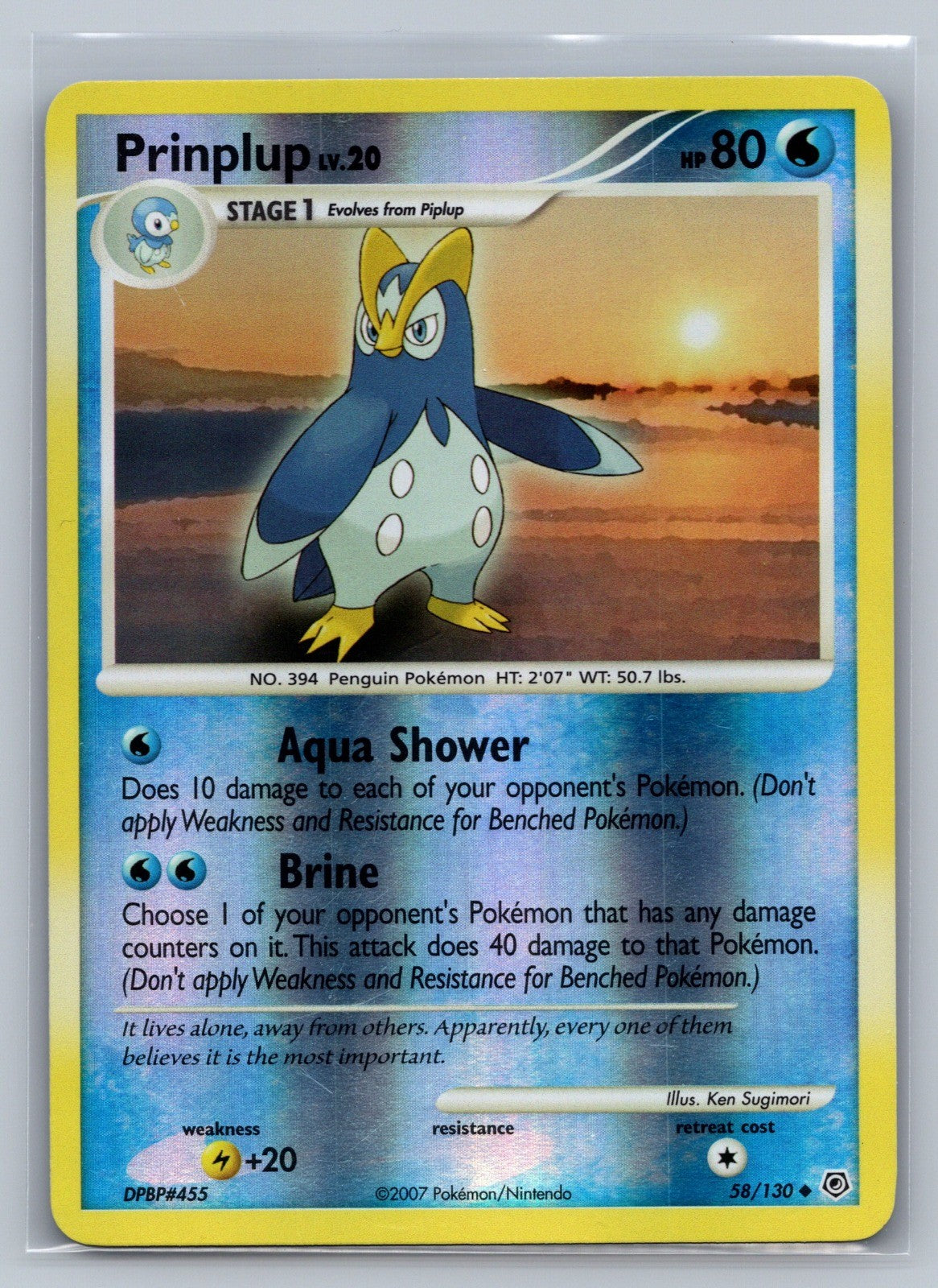 Prinplup Reverse Holo Uncommon 58/130 Diamond and Pearl LP