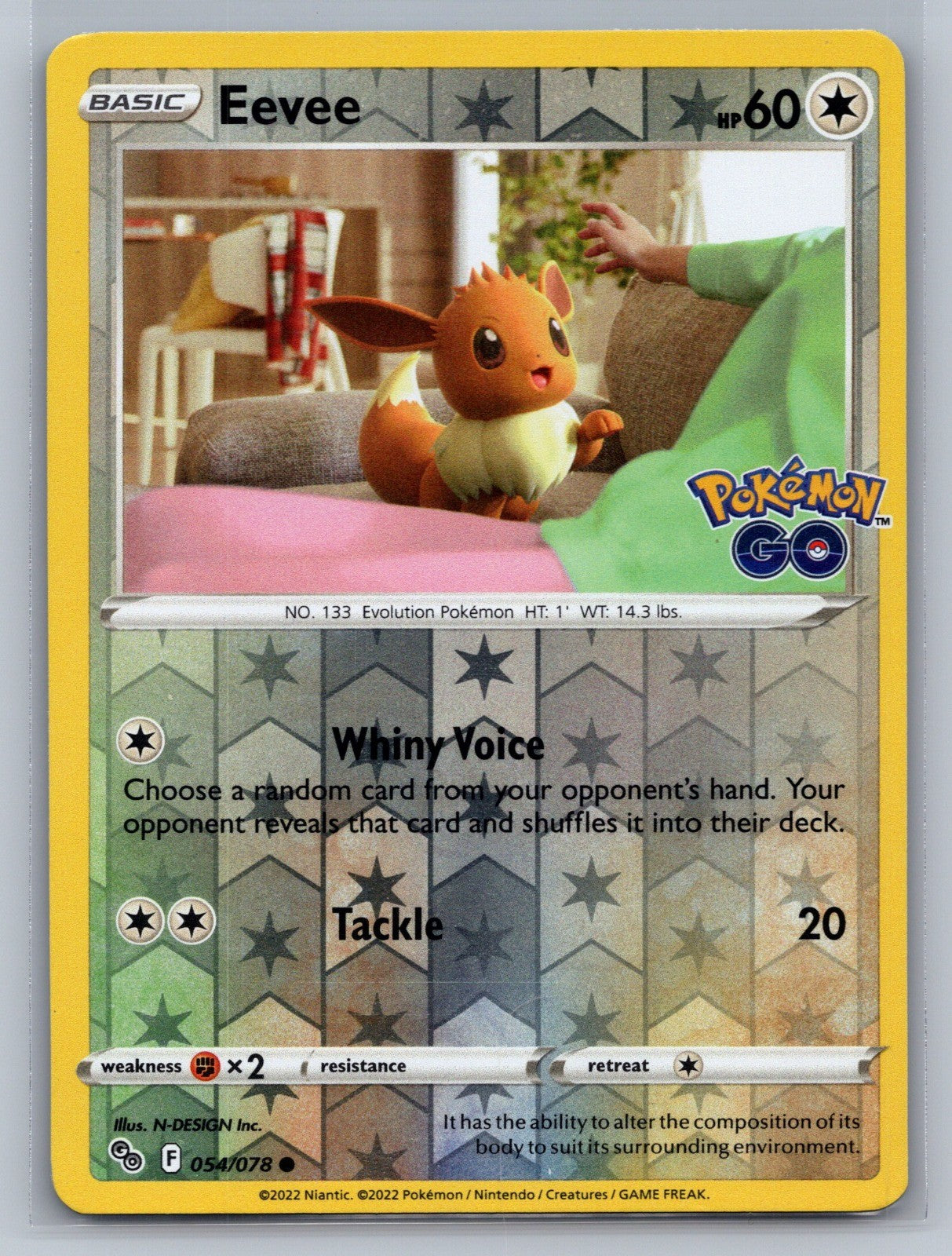 Eevee Reverse Holo Common 054/078 Pokemon GO LP