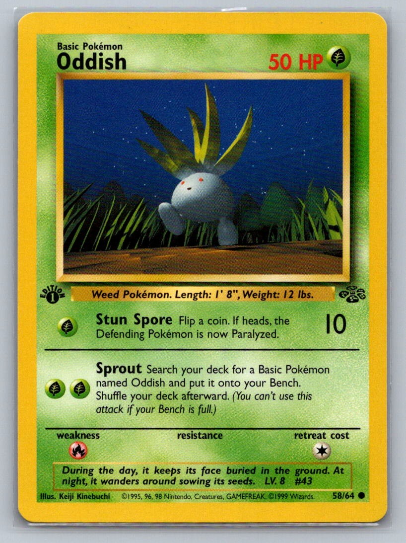 Oddish 1st Edition Common 58/64 Jungle LP