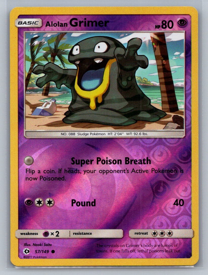 Alolan Grimer Reverse Holo Common 57/149 SM Base Set LP
