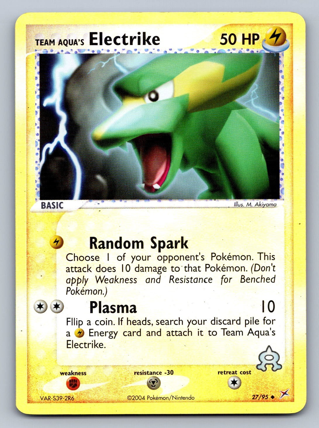 Team Aqua's Electrike - Reverse Holo Uncommon 27/95 Team Magma vs Team Aqua NM